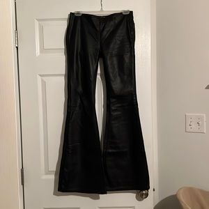 Free people black leather flare pant size 25 p